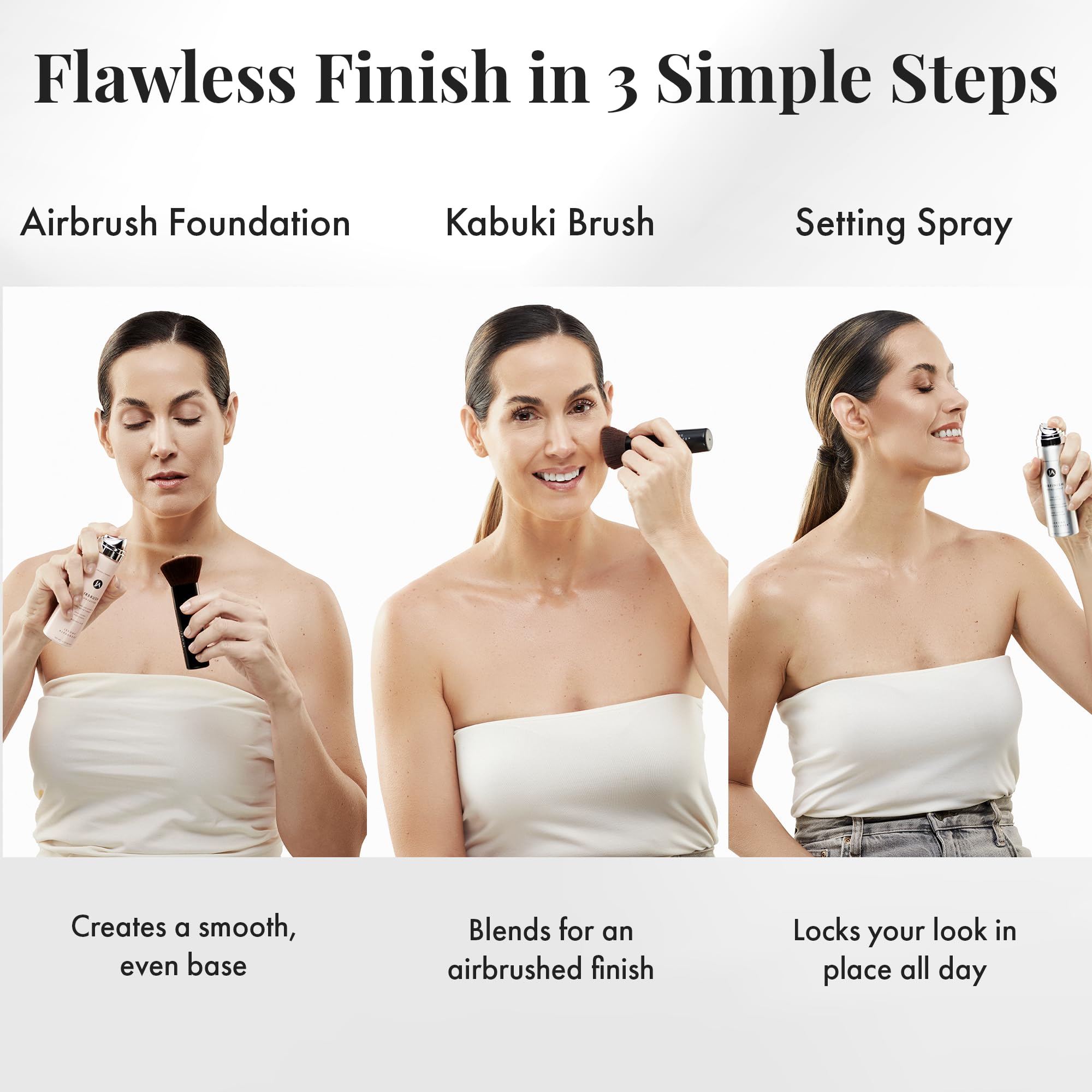 Jerome Alexander MagicMinerals AirBrush Foundation Set – 3pc Buildable Coverage & Anti-Aging Actives