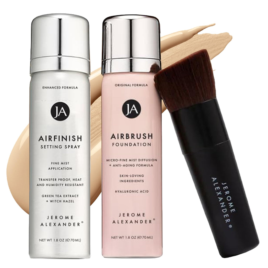 Jerome Alexander MagicMinerals AirBrush Foundation Set – 3pc Buildable Coverage & Anti-Aging Actives