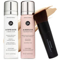 MagicMinerals AirBrush Foundation Set by Jerome Alexander – 3pc Primer, Foundation & Kabuki Brush (Light Medium)