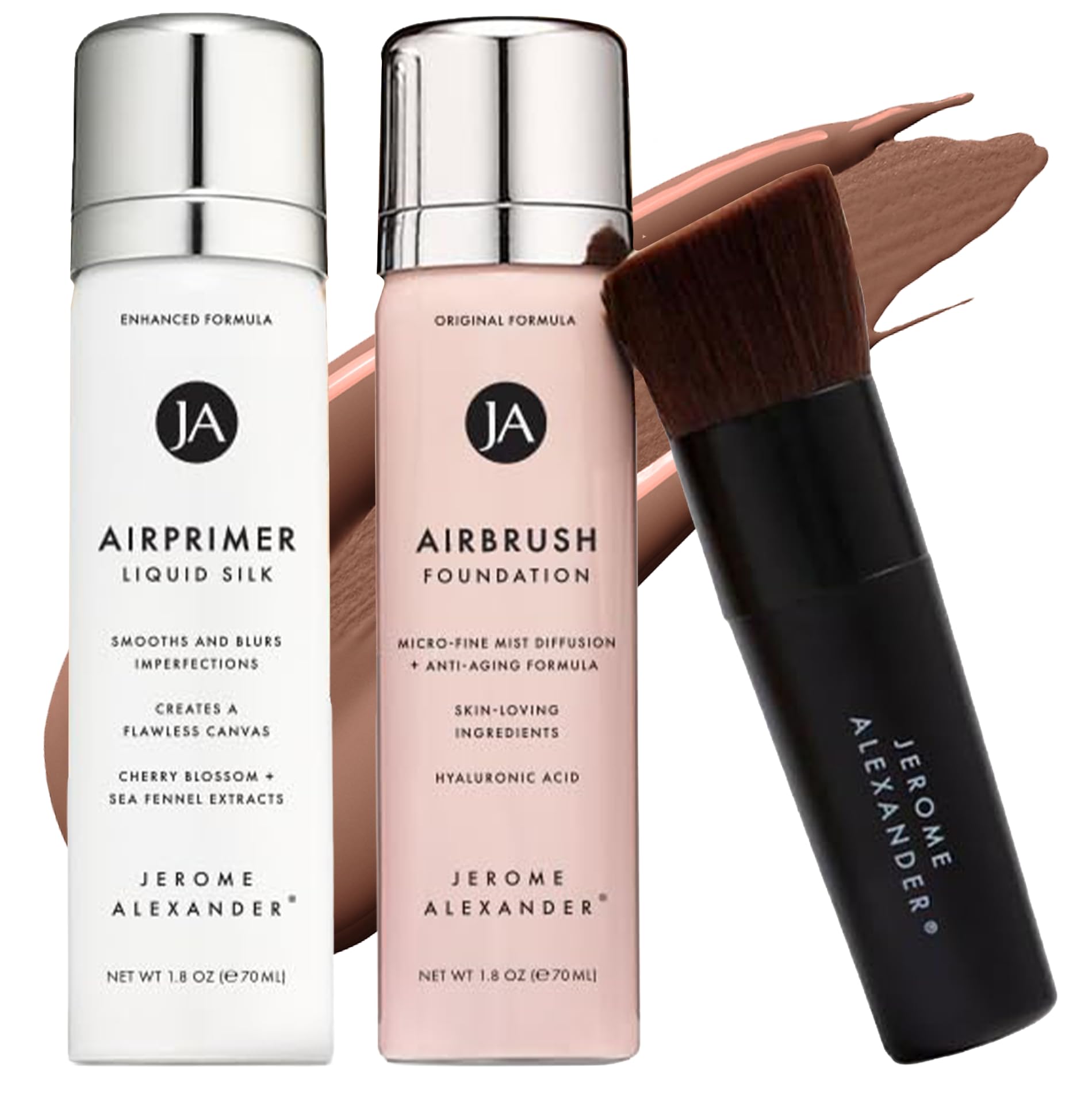 MagicMinerals AirBrush Foundation Set by Jerome Alexander – 3pc with Primer, Foundation & Kabuki Brush