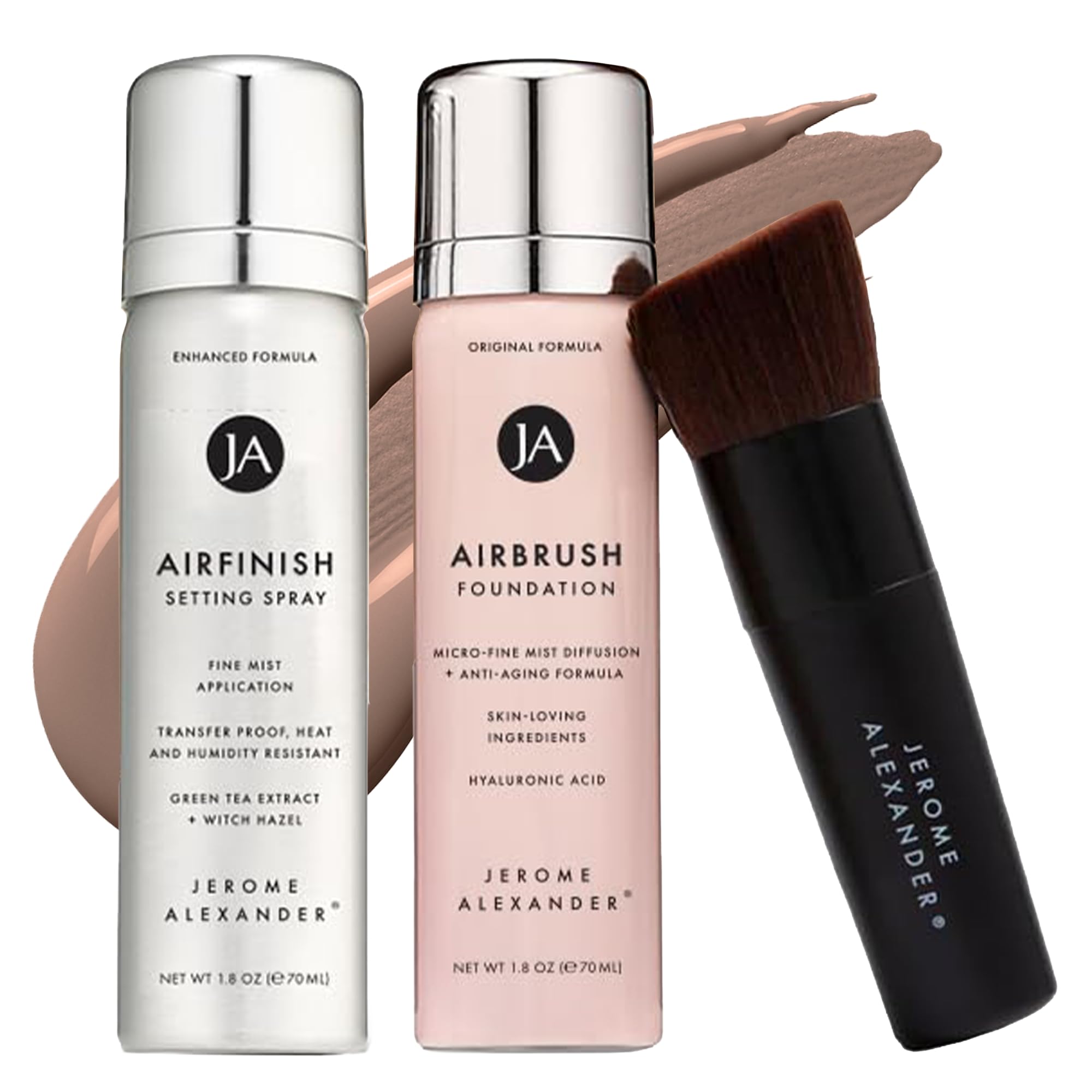 MagicMinerals AirBrush Foundation Set by Jerome Alexander – 3pc Set Includes AirFinish, Foundation and Kabuki Brush