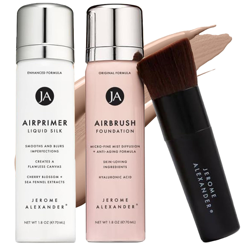 MagicMinerals AirBrush Foundation Set Jerome Alexander – 3pc (Primer, Foundation, Kabuki Brush)