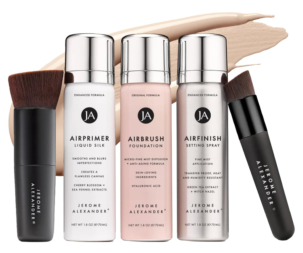 MagicMinerals AirBrush Foundation Set by Jerome Alexander – 5pc Spray Makeup Kit