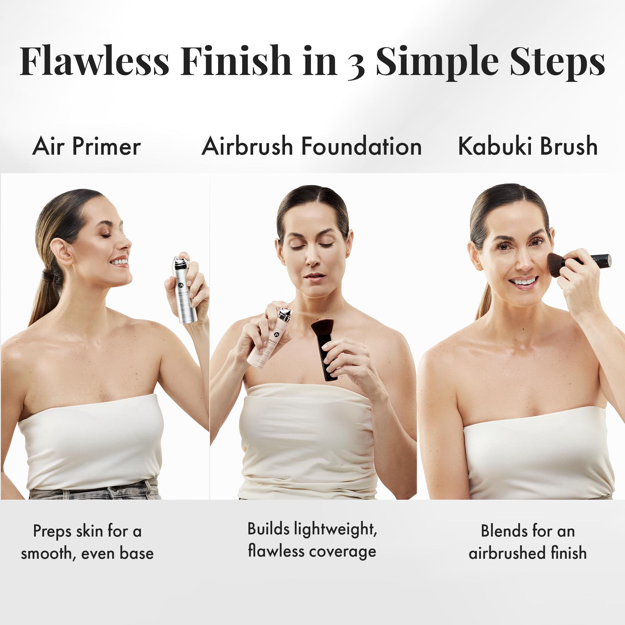 MagicMinerals AirBrush Foundation Set by Jerome Alexander – 3pc with Primer, Foundation & Kabuki Brush