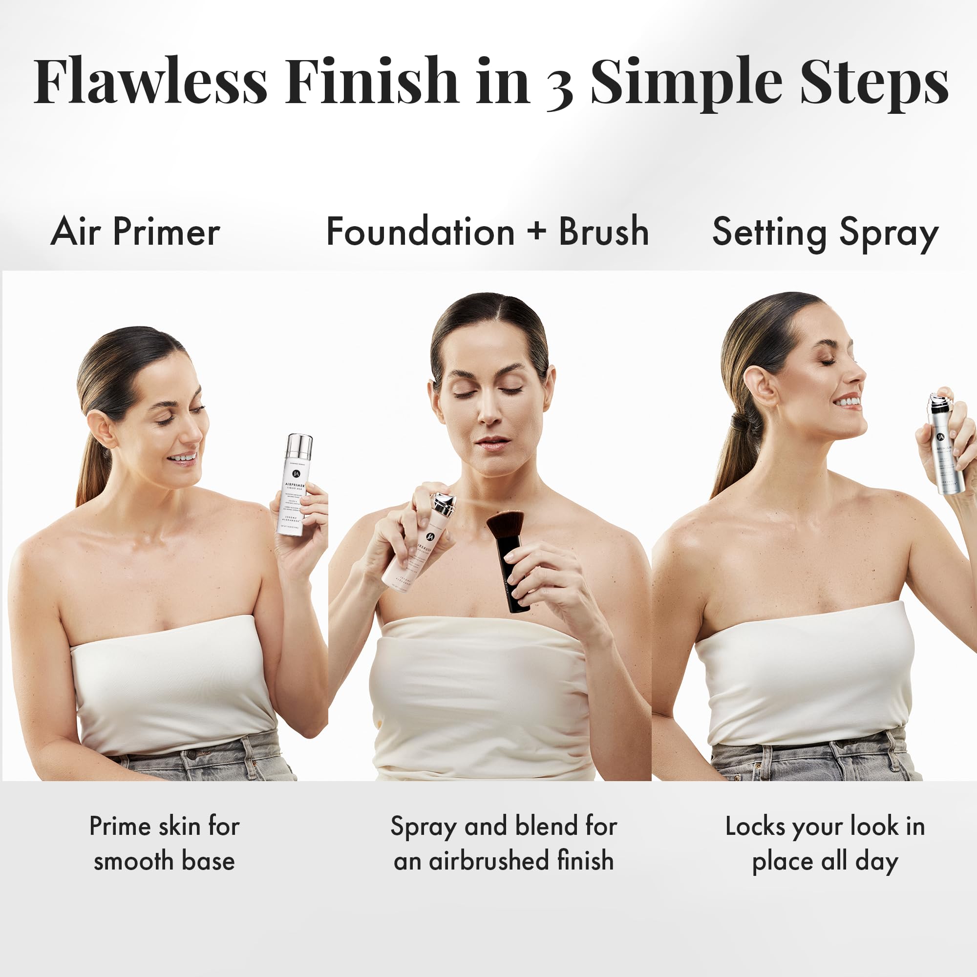 MagicMinerals AirBrush Foundation Set by Jerome Alexander – 5pc Spray Makeup Kit