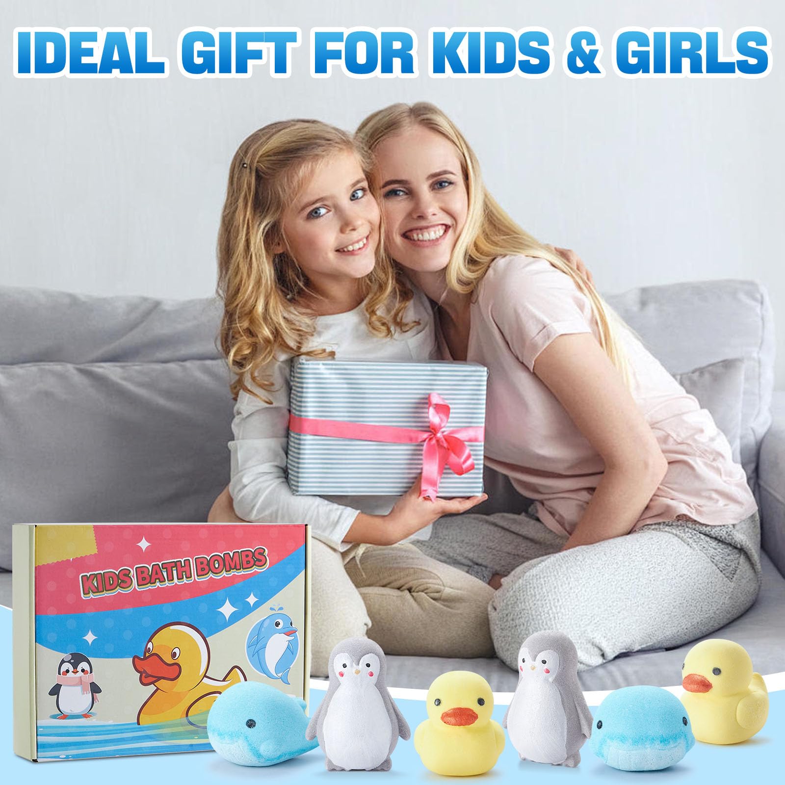 JET LAG 6-Pack Animal Bath Bombs – Kid-Friendly Handmade Fizzies
