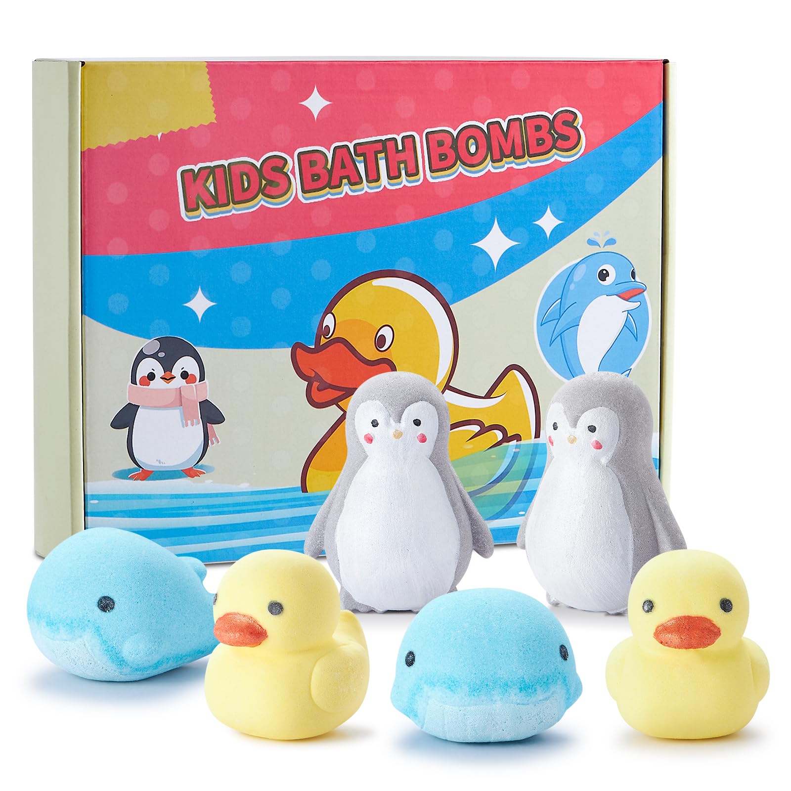 JET LAG 6-Pack Animal Bath Bombs – Kid-Friendly Handmade Fizzies