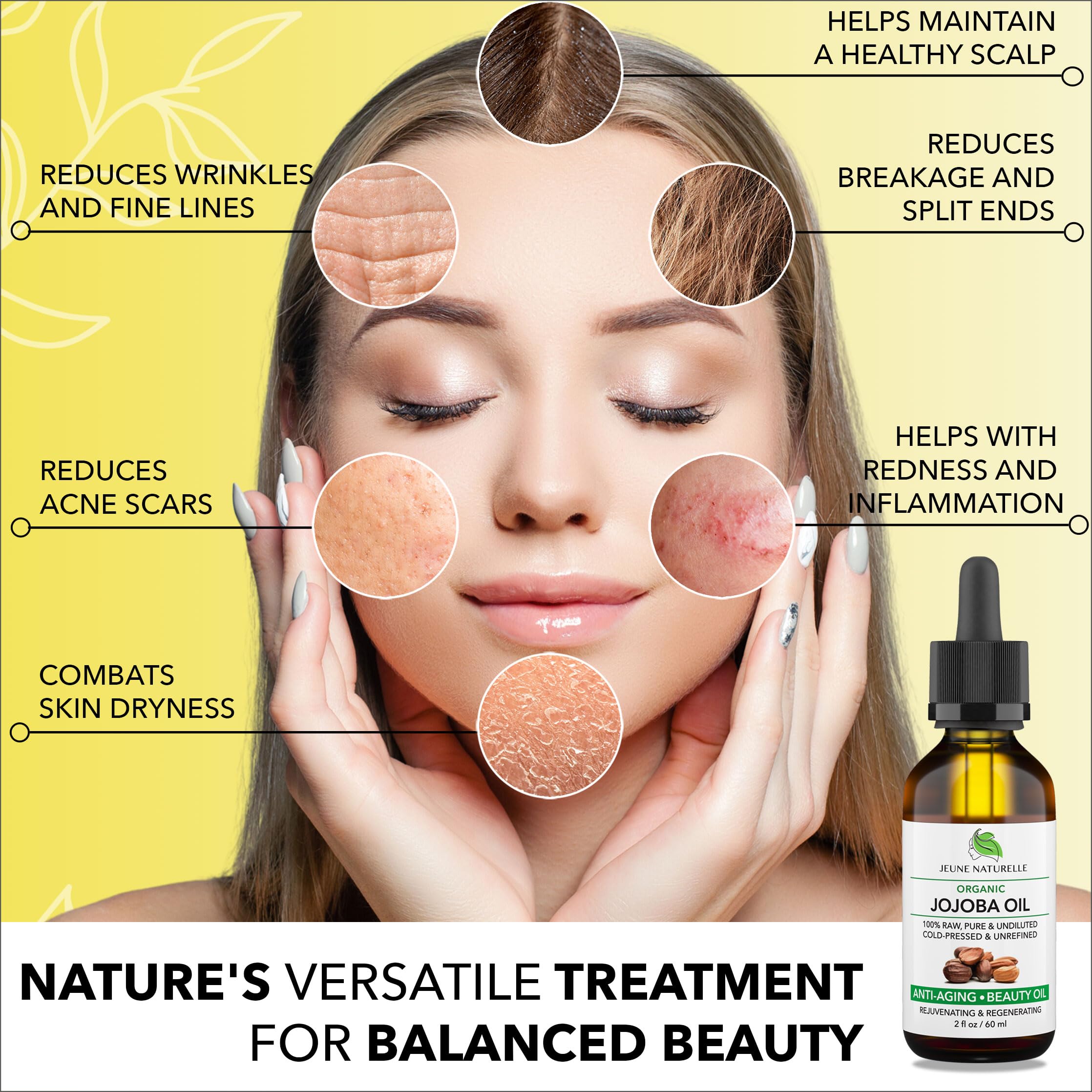 Jeune Naturelle Organic Jojoba Oil – Cold-Pressed, 100% Pure, 2 oz