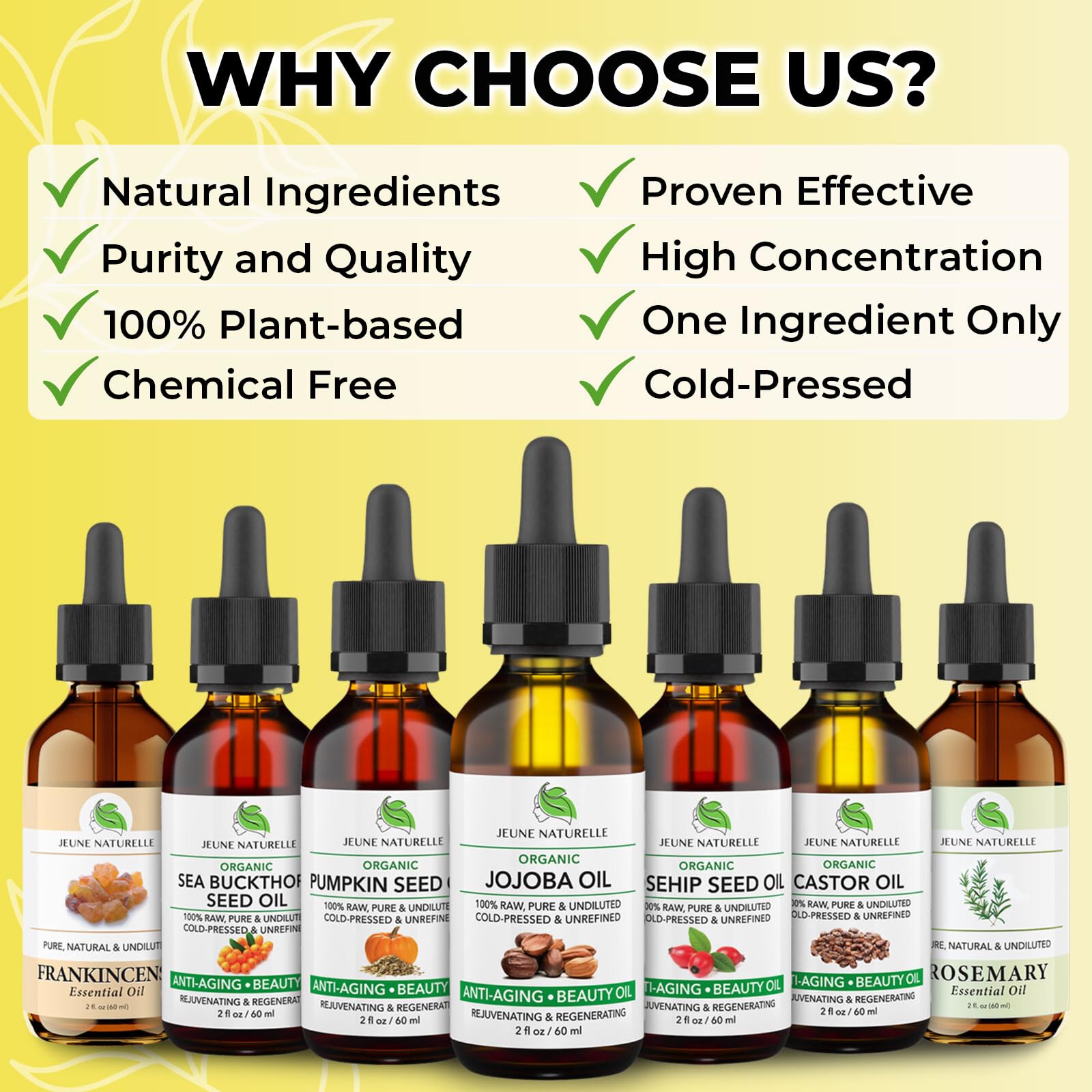 Jeune Naturelle Organic Jojoba Oil – Cold-Pressed, 100% Pure, 2 oz