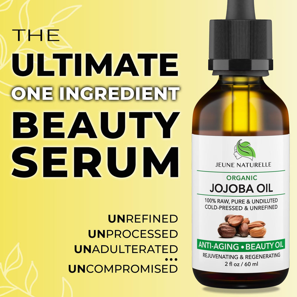 Jeune Naturelle Organic Jojoba Oil – Cold-Pressed, 100% Pure, 2 oz