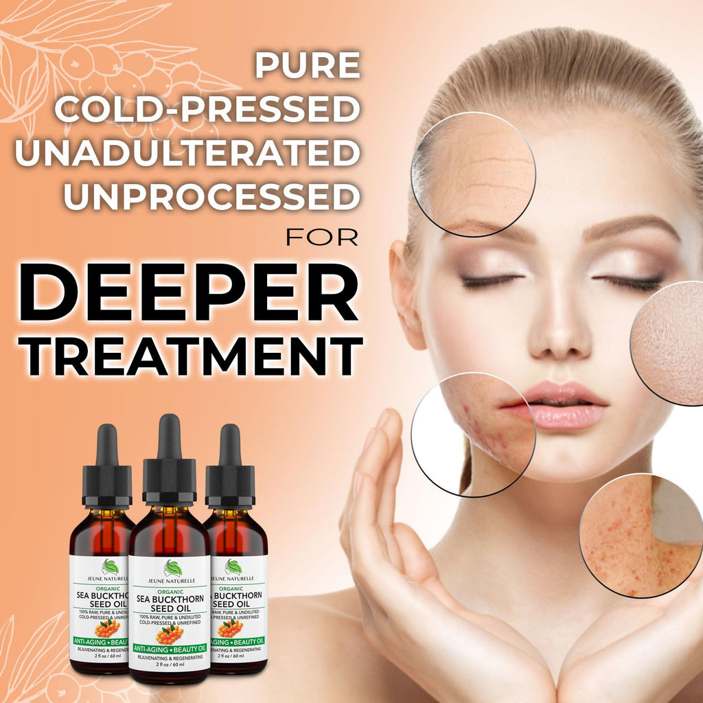 Jeune Naturelle Organic Sea Buckthorn Oil – 100% Pure, RAW Virgin, Cold-Pressed, Non-Comedogenic, Travel Size