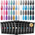JEWHITENY 28 Colors Poly Nail Gel Set - 15ml Nude Pink Brown Black Grey Blue Yellow Tones for DIY Nail Art & Home Salon