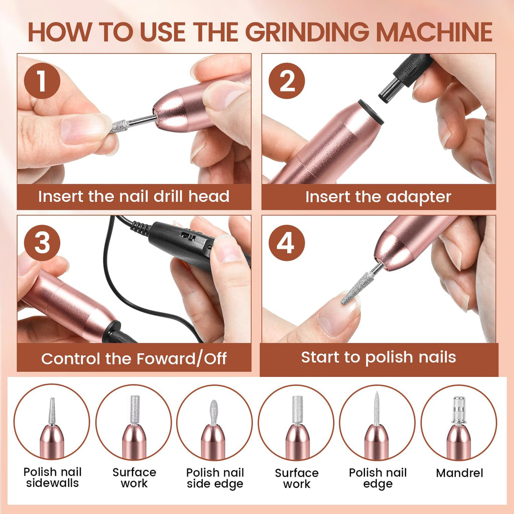 JEWHITENY 14-Piece Poly Gel Nail Extension Kit – All-In-One with 48W Lamp & 25,000 RPM Drill