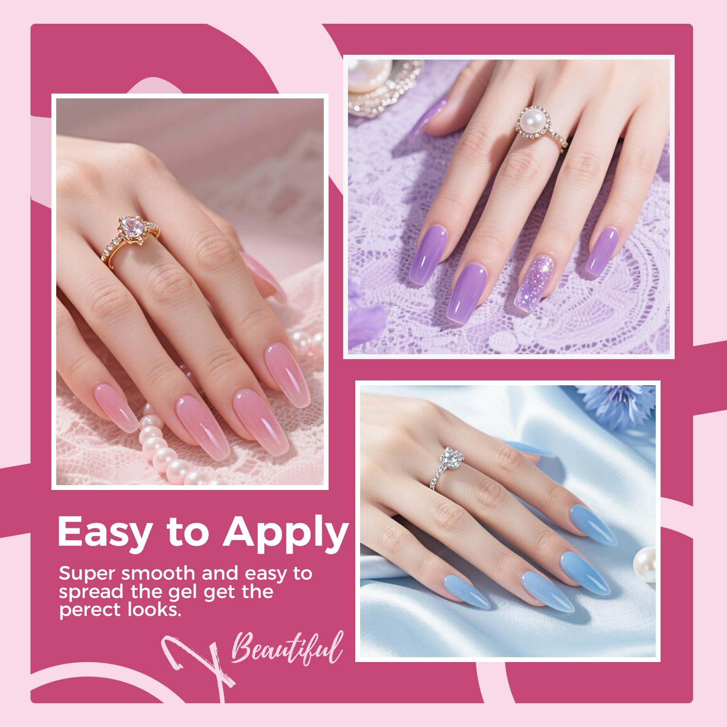 JEWHITENY 28-Color Poly Nail Gel Kit with UV Lamp – All-in-One Set