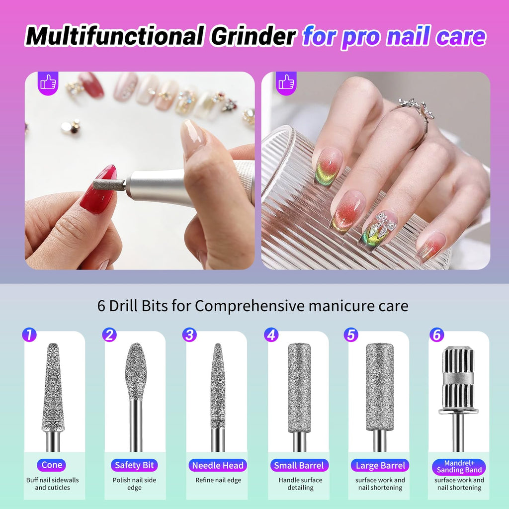 JEWHITENY SG717 Portable Nail Drill – 45000RPM Rechargeable E-File for Acrylic & Gel Nails