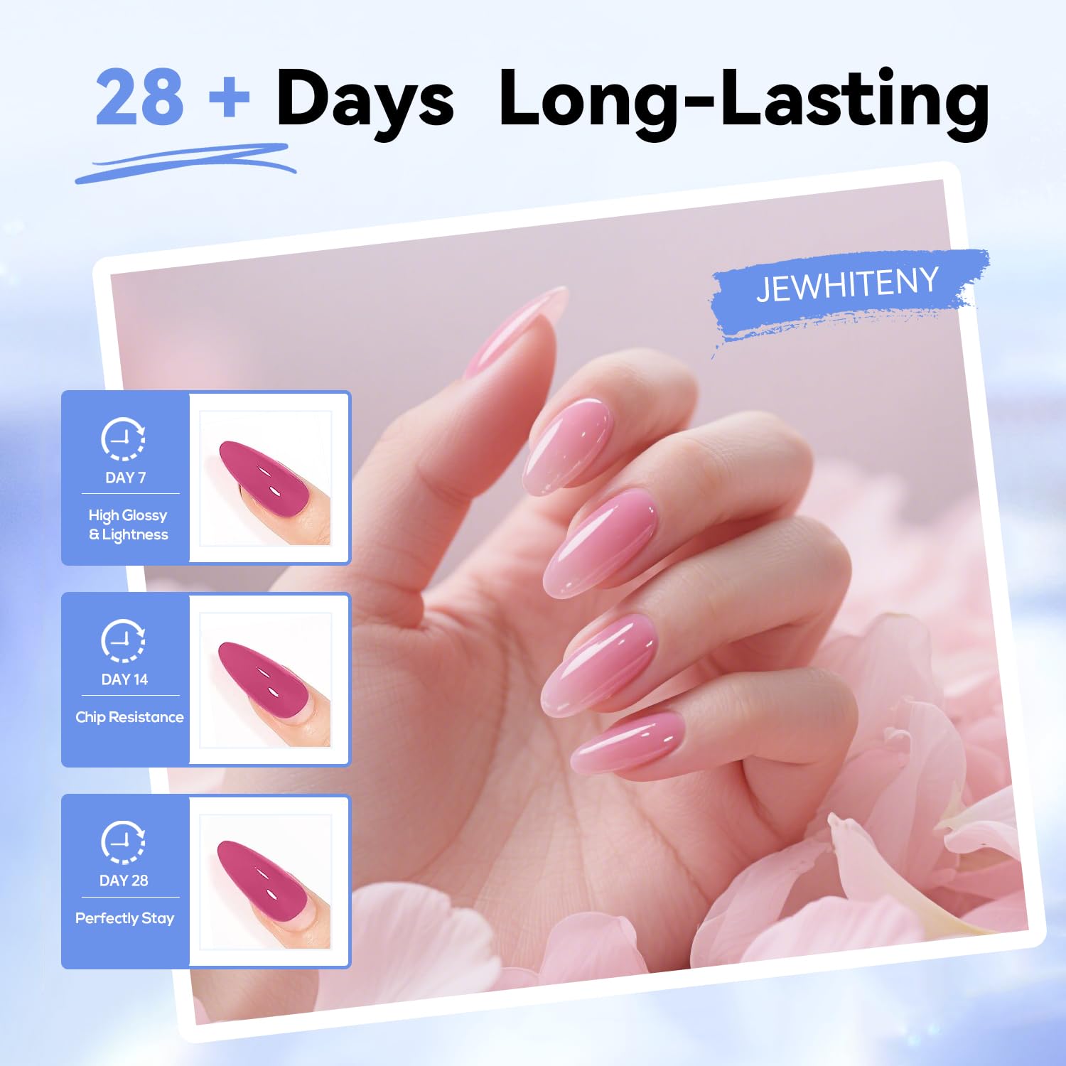 JEWHITENY 28 Colors Poly Nail Gel Set - 15ml Nude Pink Brown Black Grey Blue Yellow Tones for DIY Nail Art & Home Salon