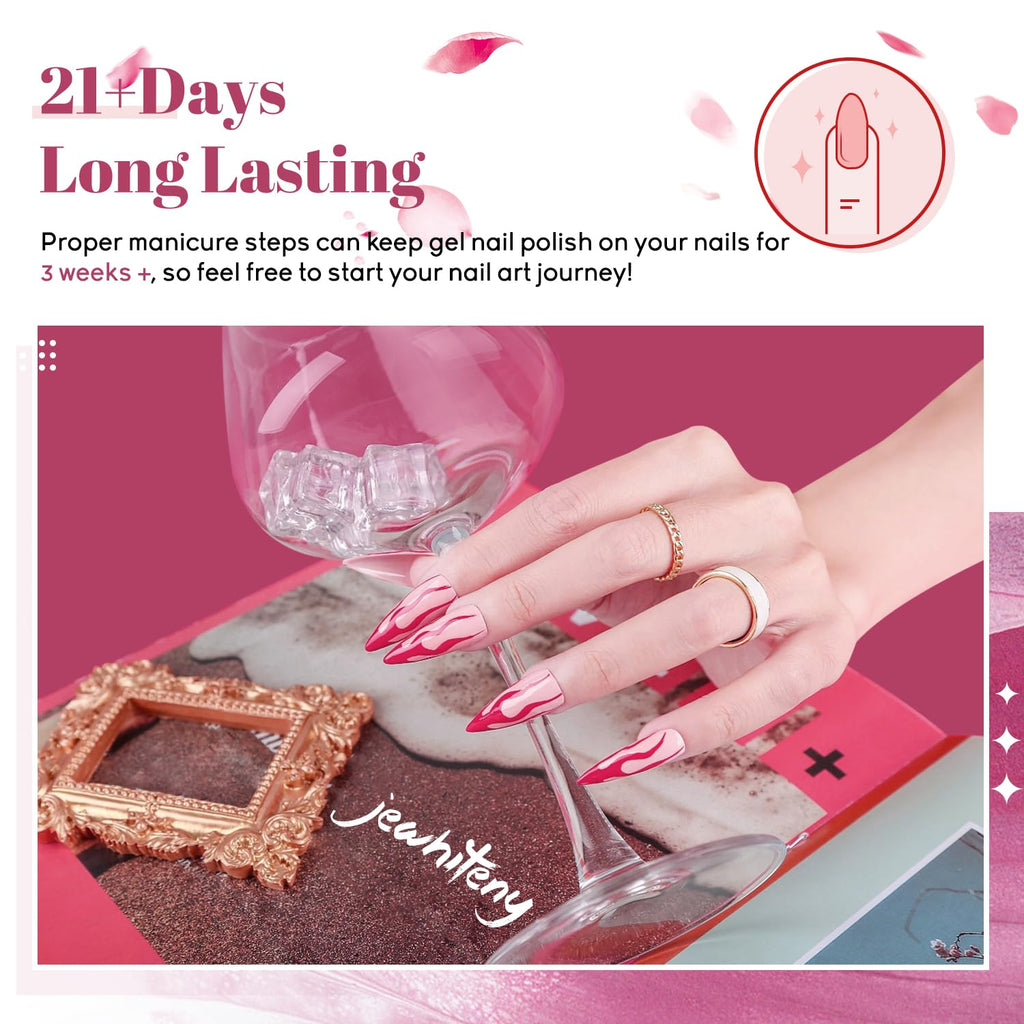 JEWHITENY 45PCS Gel Nail Kit with 48W UV LED Lamp – 40 Colors