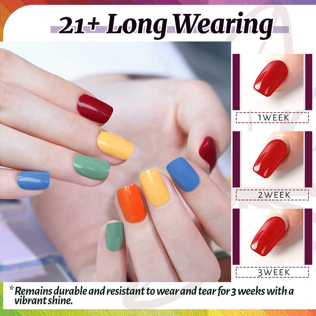 JEWHITENY 45-Piece Gel Nail Kit: 42 Colors Plus Base, Glossy & Matte Top Coats