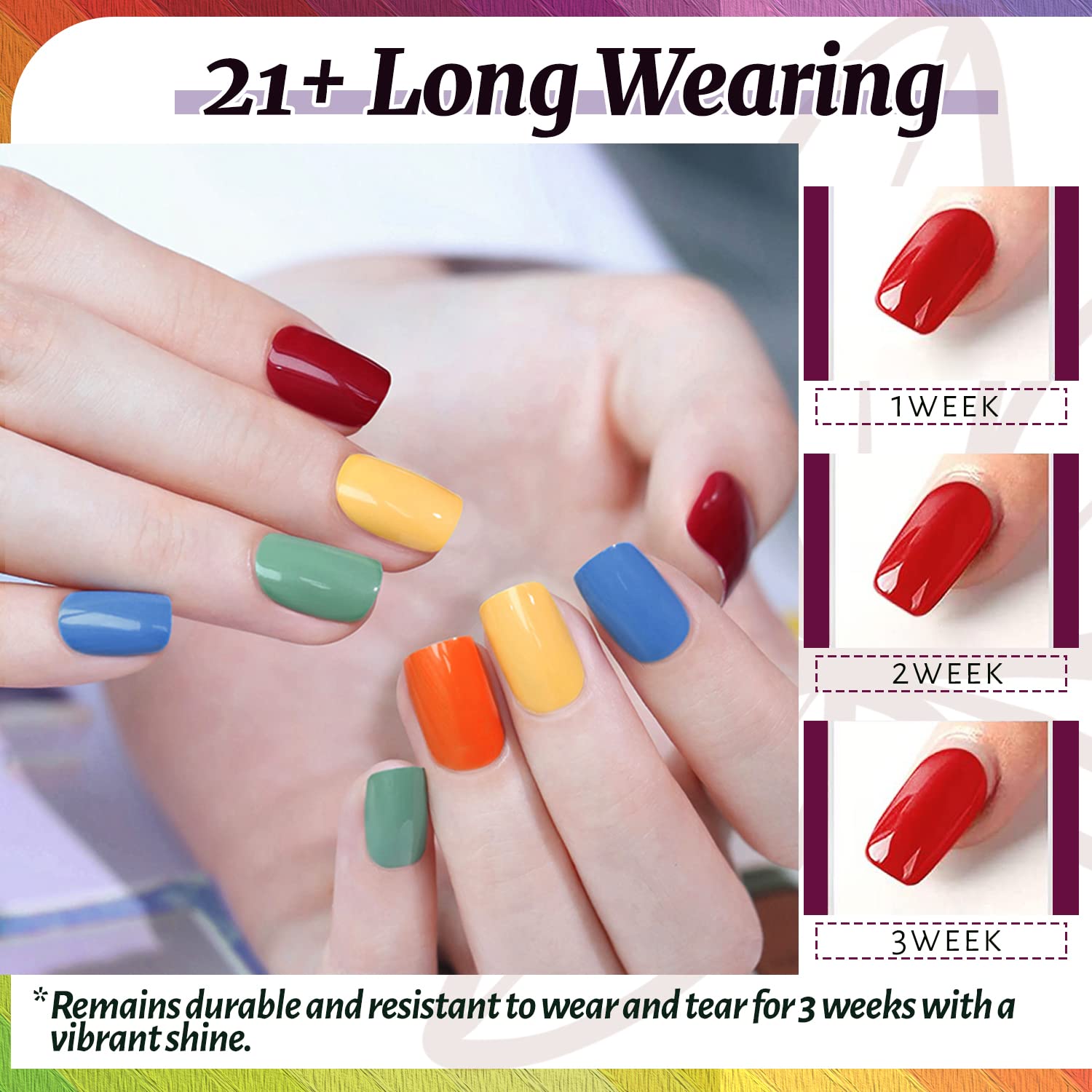 JEWHITENY 45-Piece Gel Nail Kit: 42 Colors Plus Base, Glossy & Matte Top Coats