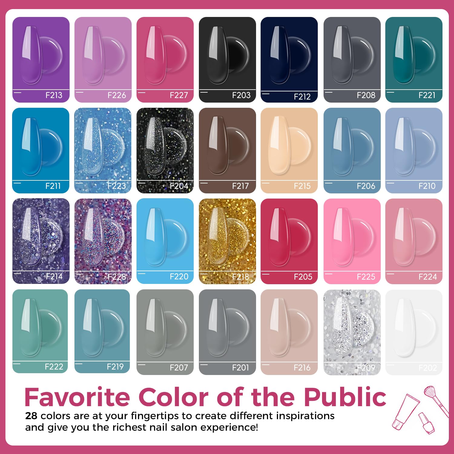 JEWHITENY 28-Color Poly Nail Gel Kit with UV Lamp – All-in-One Set