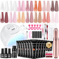 JEWHITENY 14-Piece Poly Gel Nail Extension Kit – All-In-One with 48W Lamp & 25,000 RPM Drill
