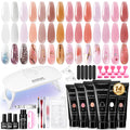 JEWHITENY 14-Piece Poly Nail Gel Kit with LED Lamp – All-in-One Starter Set