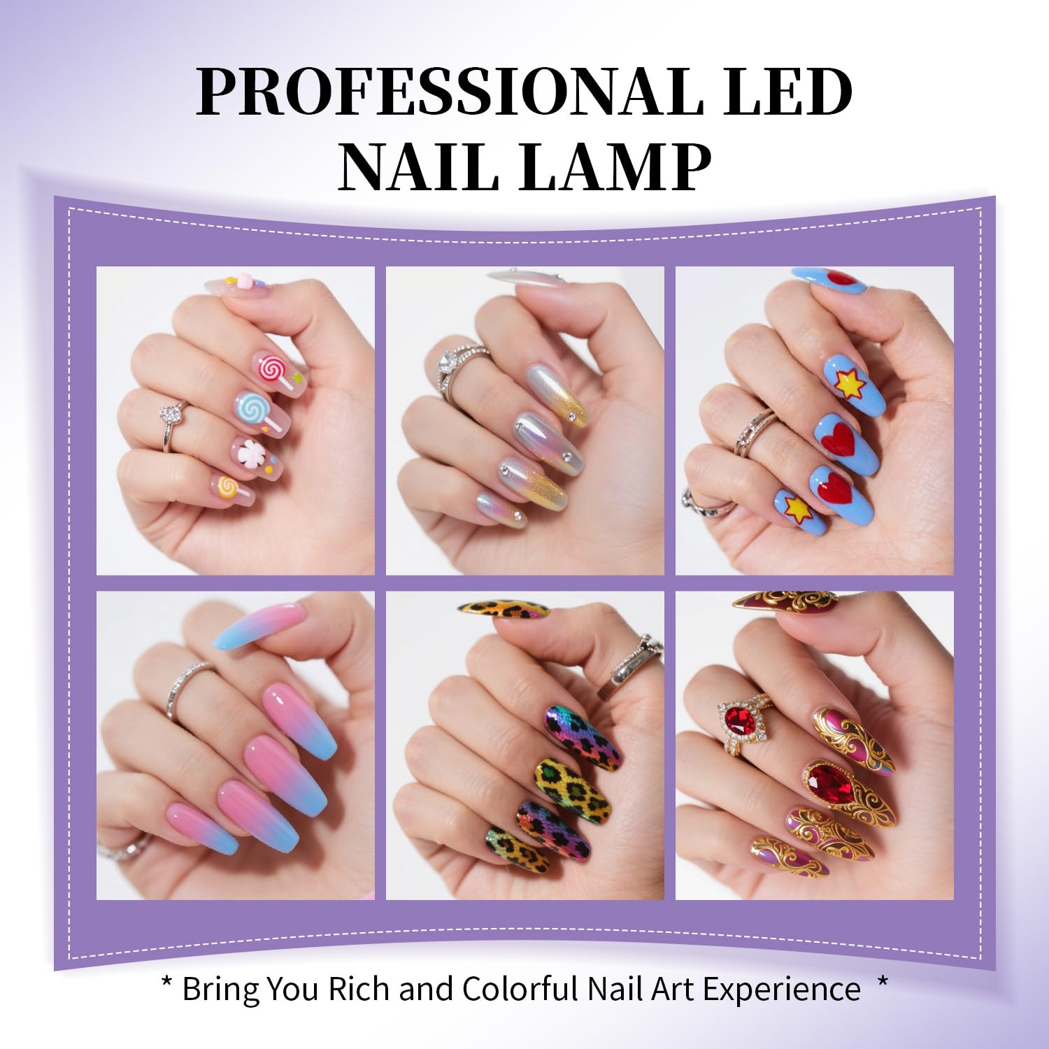 JEWHITENY Purple Fast UV Nail Dryer – 66-Bead Gel Lamp with Auto Sensor & 4 Timers