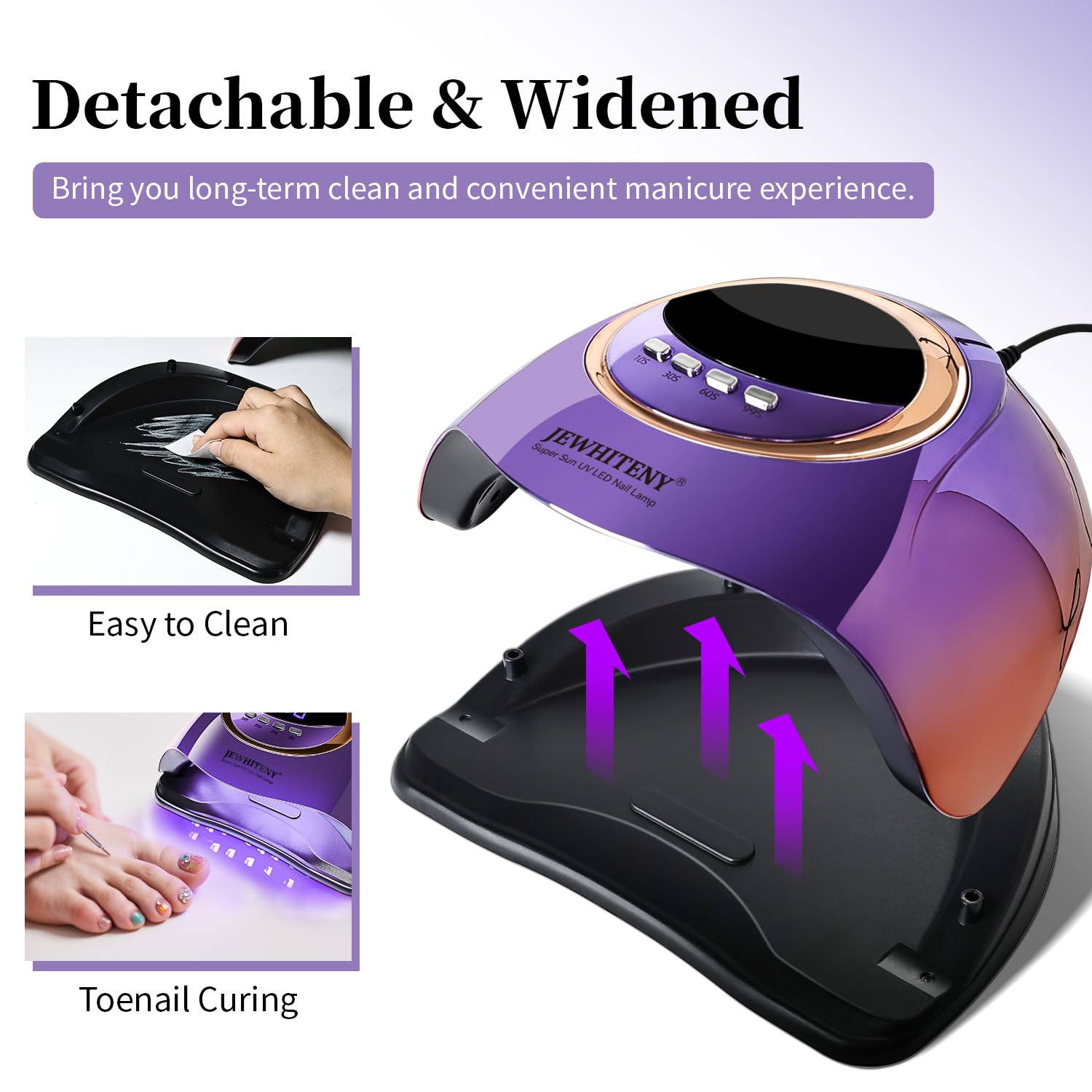 JEWHITENY Purple Fast UV Nail Dryer – 66-Bead Gel Lamp with Auto Sensor & 4 Timers
