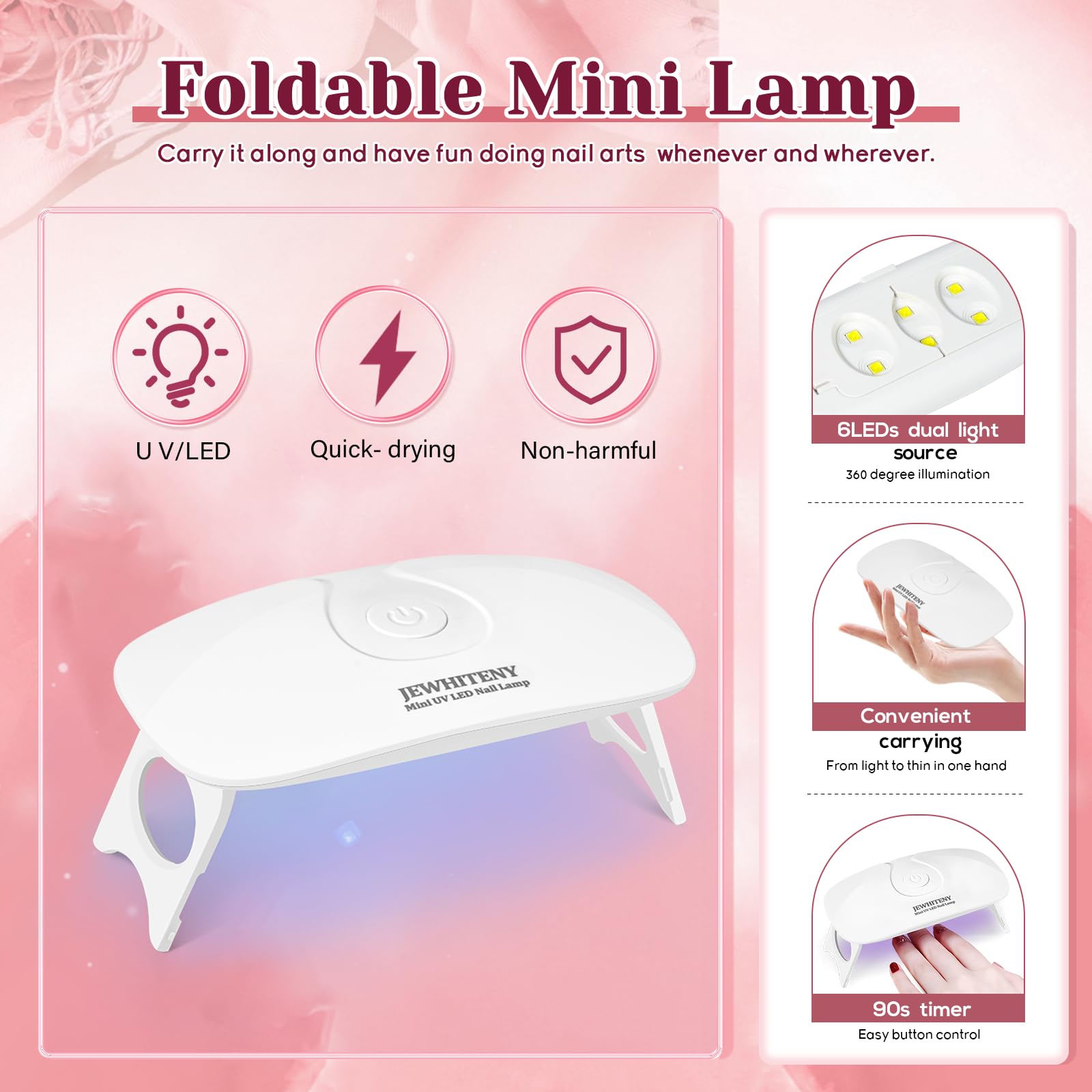 JEWHITENY 14-Piece Poly Nail Gel Kit with LED Lamp – All-in-One Starter Set
