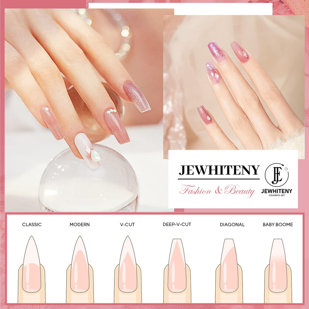 JEWHITENY 14-Piece Poly Nail Gel Kit with LED Lamp – All-in-One Starter Set
