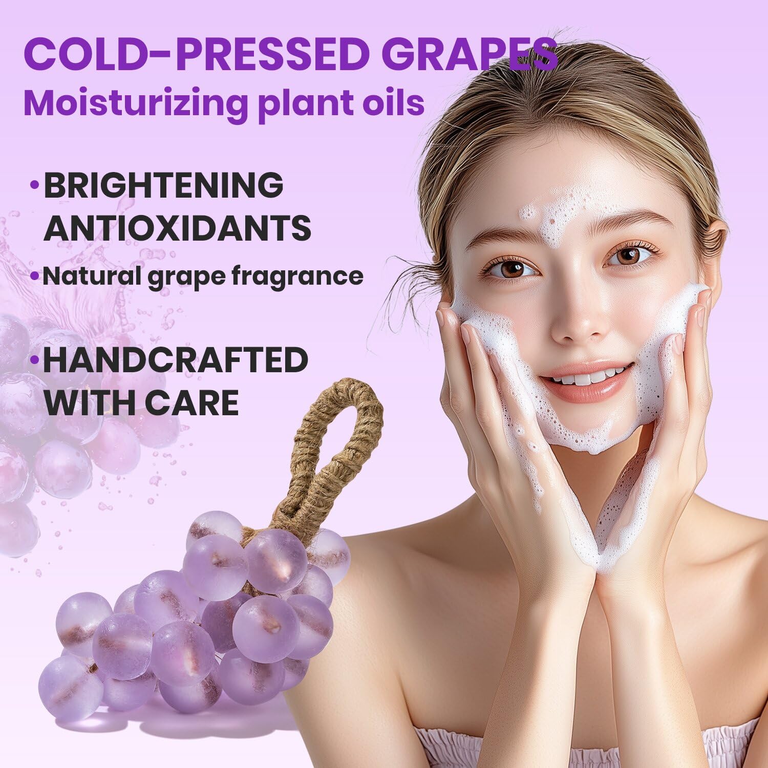 JHZHONG Grape Soap on a Rope - Handmade Grape Cluster Soap Bar with Gift Box