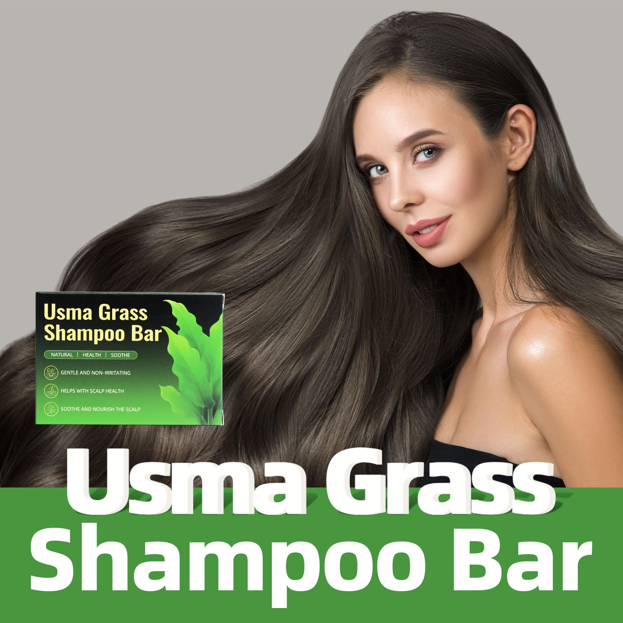 Jiaoming Usma Grass Solid Shampoo Bar for Thinning Hair – Thickening & Darkening, Pack of 3 (3.53 oz each)