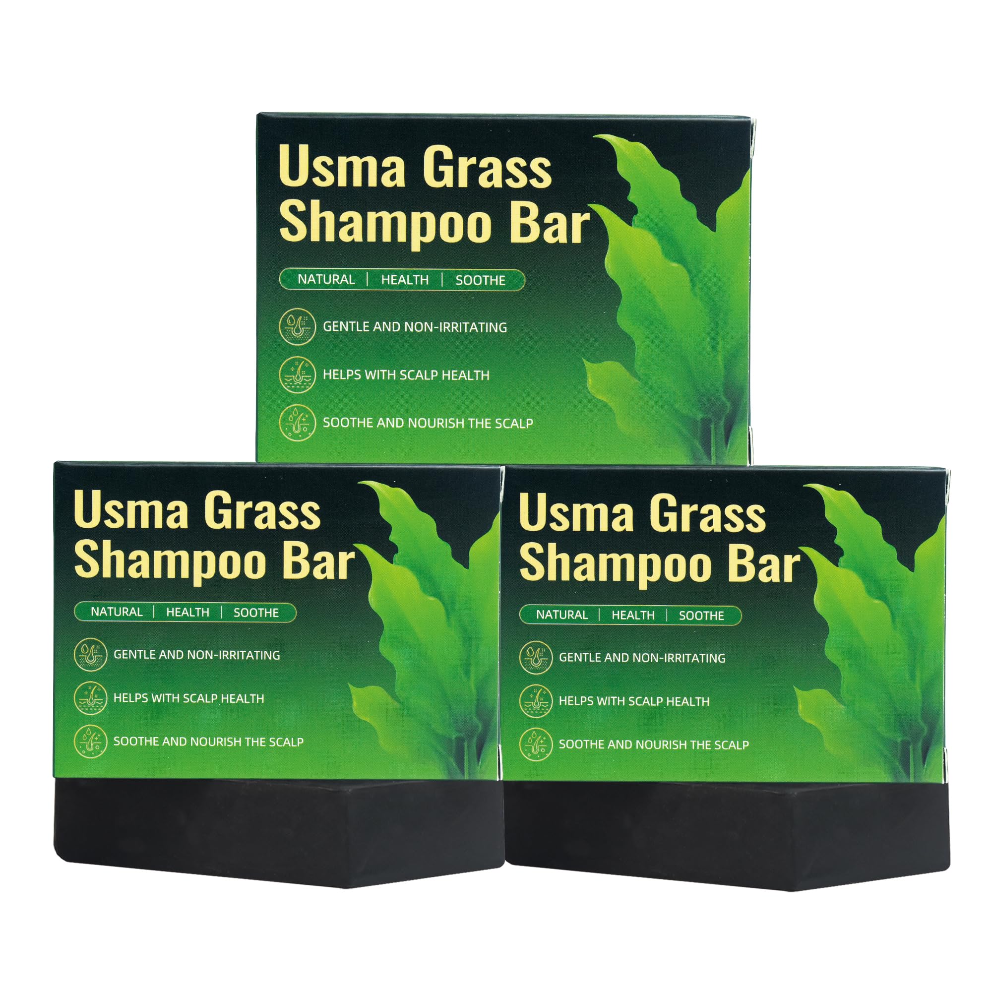 Jiaoming Usma Grass Solid Shampoo Bar for Thinning Hair – Thickening & Darkening, Pack of 3 (3.53 oz each)