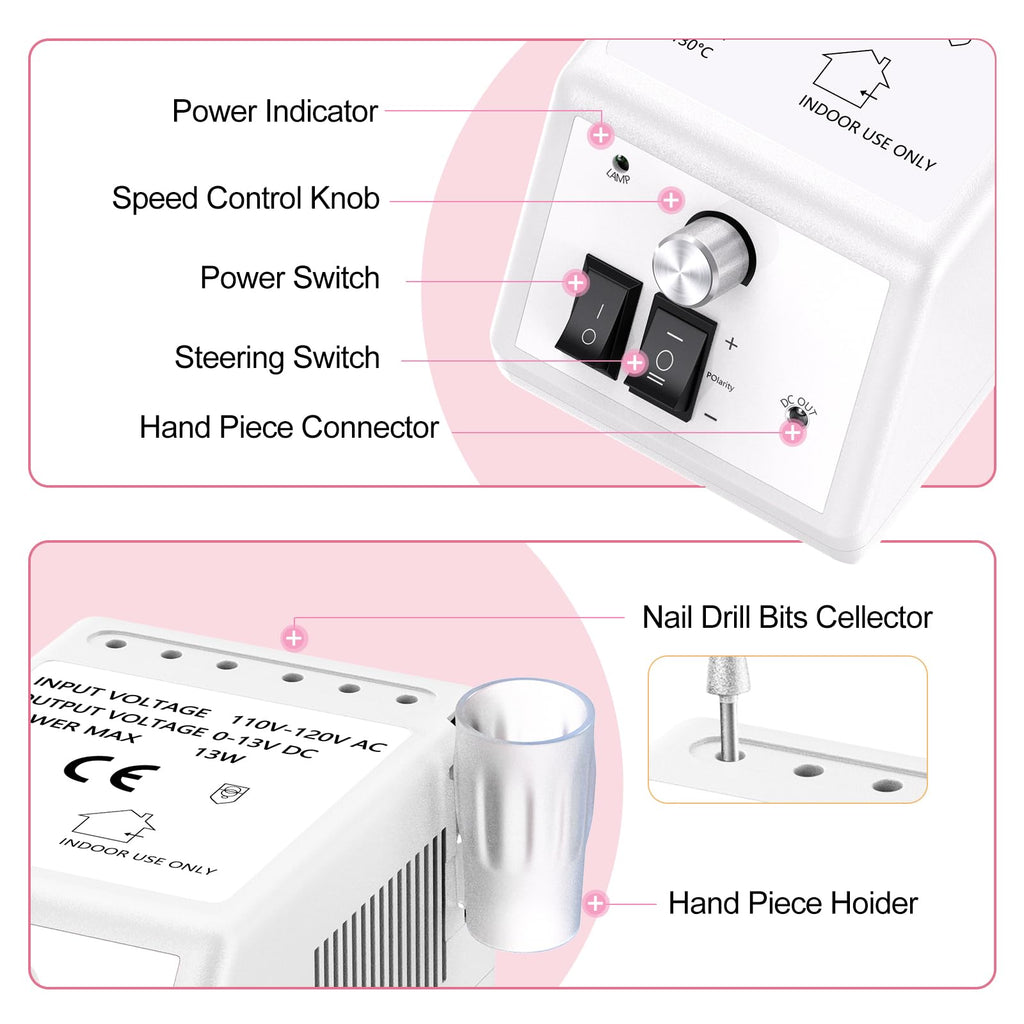 Jiasheng Professional Nail Drill – 20000rpm Electric Nail File for Acrylic & Gel Nails
