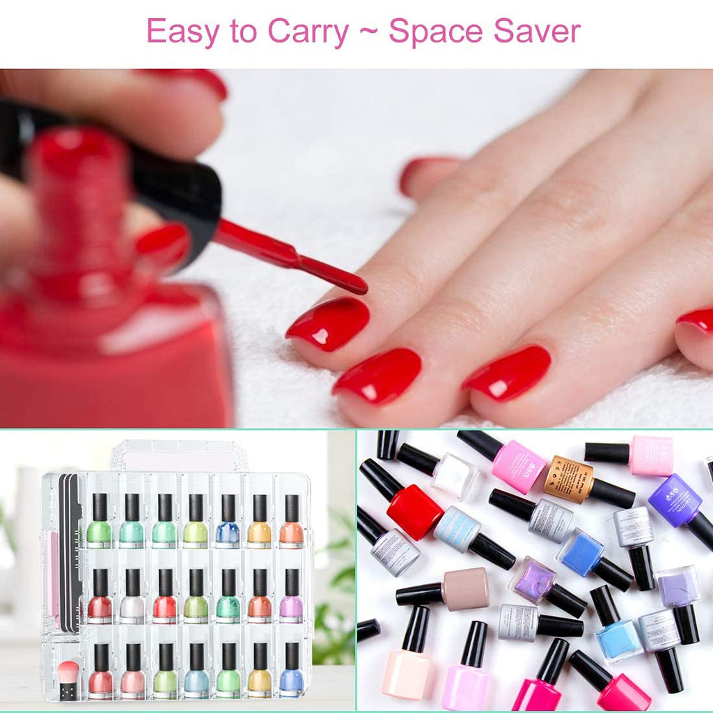 JIASHENG 48-Bottle Nail Polish Organizer Case | Double-Sided, Adjustable Dividers, Portable Storage