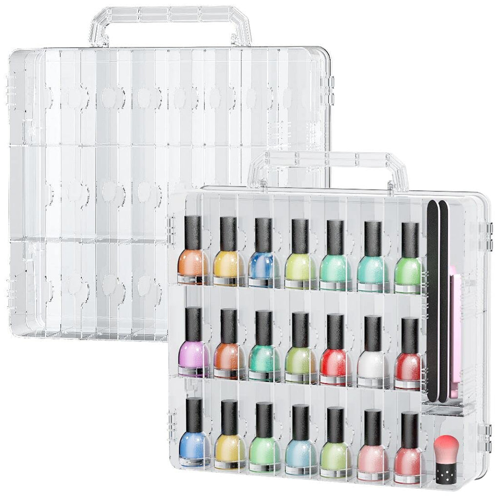 JIASHENG 48-Bottle Nail Polish Organizer Case | Double-Sided, Adjustable Dividers, Portable Storage