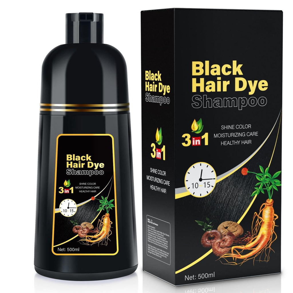JIESSIA 3 IN 1 Hair Color Shampoo Dye — Semi-Permanent Grey Coverage, Herbal Blend, 16.9 fl oz