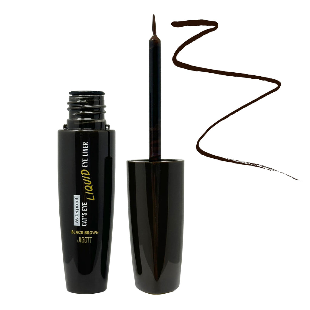 Jigott Cat's Eye Waterproof Liquid Eyeliner – Black Brown (0.31 fl oz / 9 g)