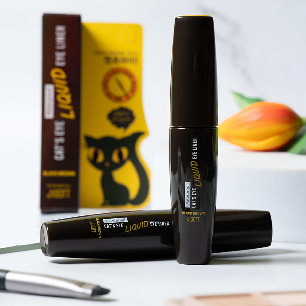 Jigott Cat's Eye Waterproof Liquid Eyeliner – Black Brown (0.31 fl oz / 9 g)