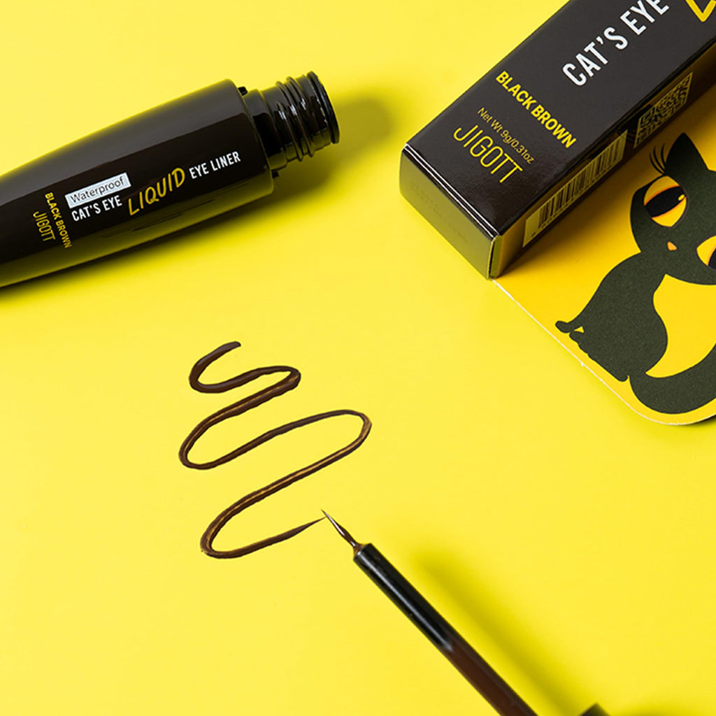 Jigott Cat's Eye Waterproof Liquid Eyeliner – Black Brown (0.31 fl oz / 9 g)