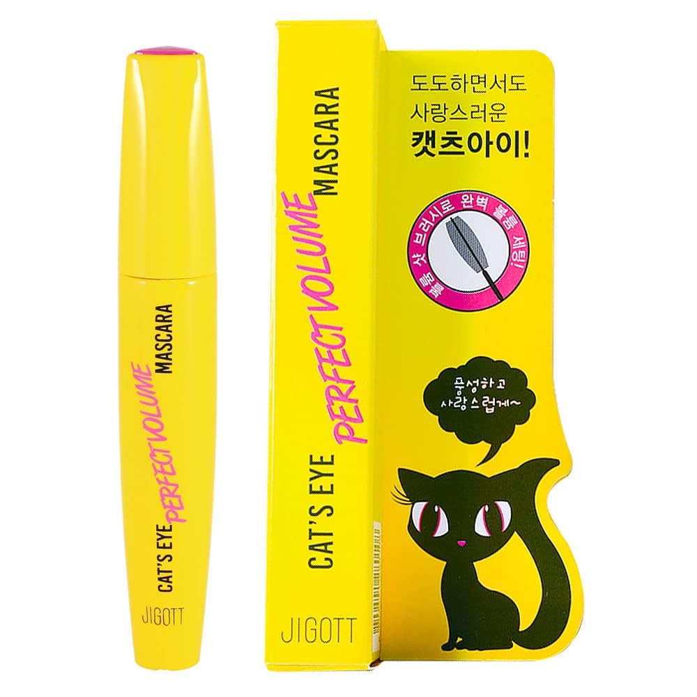 Jigott Cat's Eye Perfect Volume Mascara – Long Lashes, Glamorous Look (0.42 oz / 12 g)