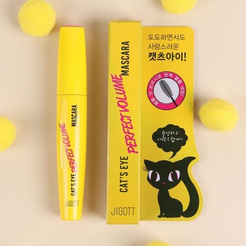 Jigott Cat's Eye Perfect Volume Mascara – Long Lashes, Glamorous Look (0.42 oz / 12 g)