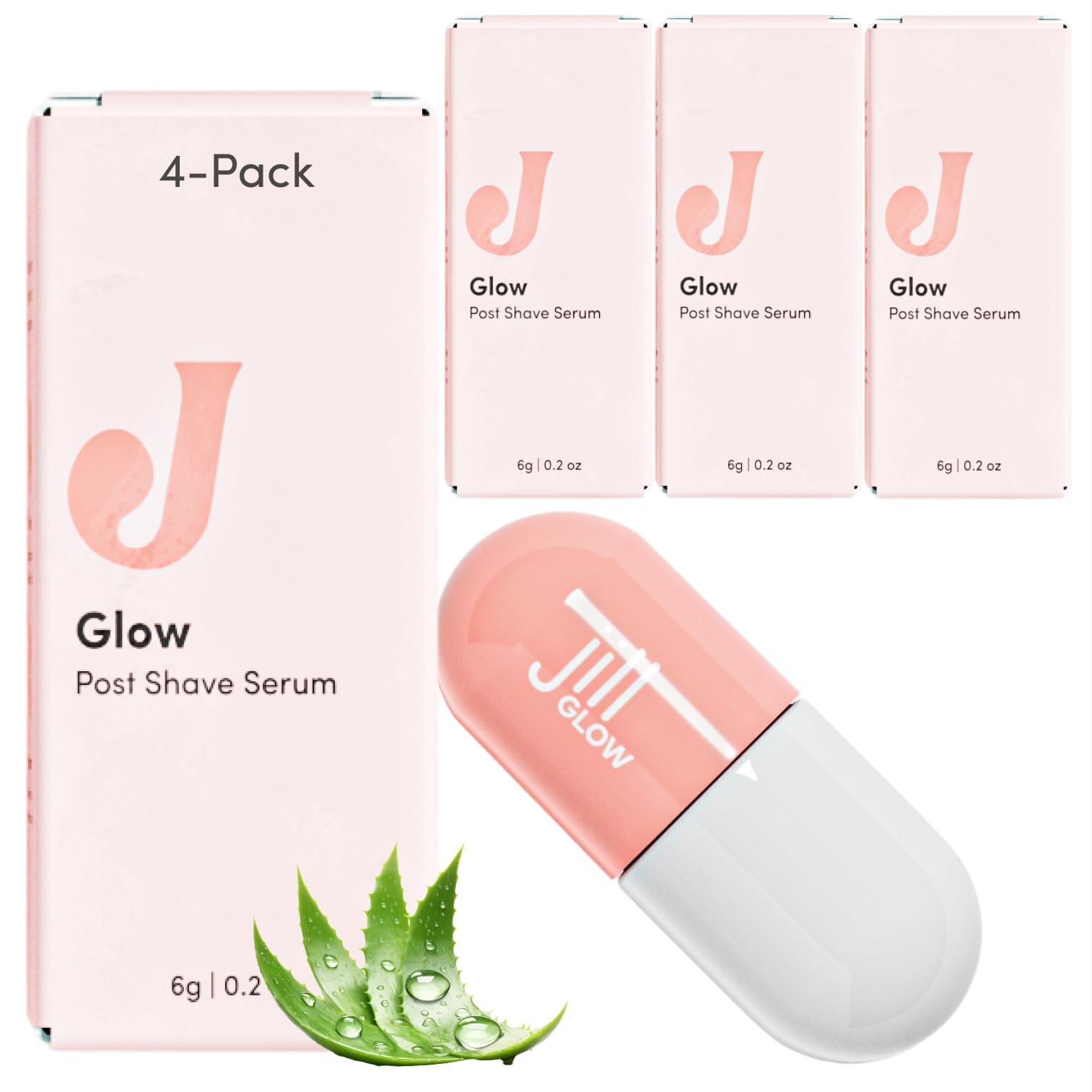 JILL Glow After Shave Cream for Face – Post-Shave Moisturizer (4x0.2oz)