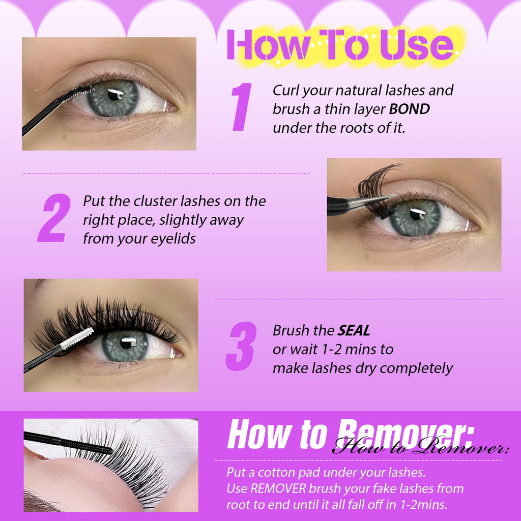 JIMIRE Lash Clusters Thick 100D+120D Volume Lashes 280Pcs | 11-18mm D Curl, DIY at Home