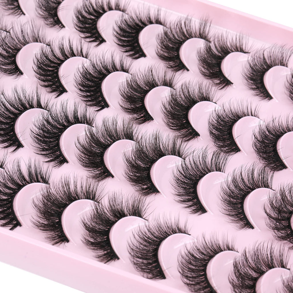 JIMIRE False Eyelashes – Natural Fluffy Wispy 5D 14–18mm (20 Pairs)