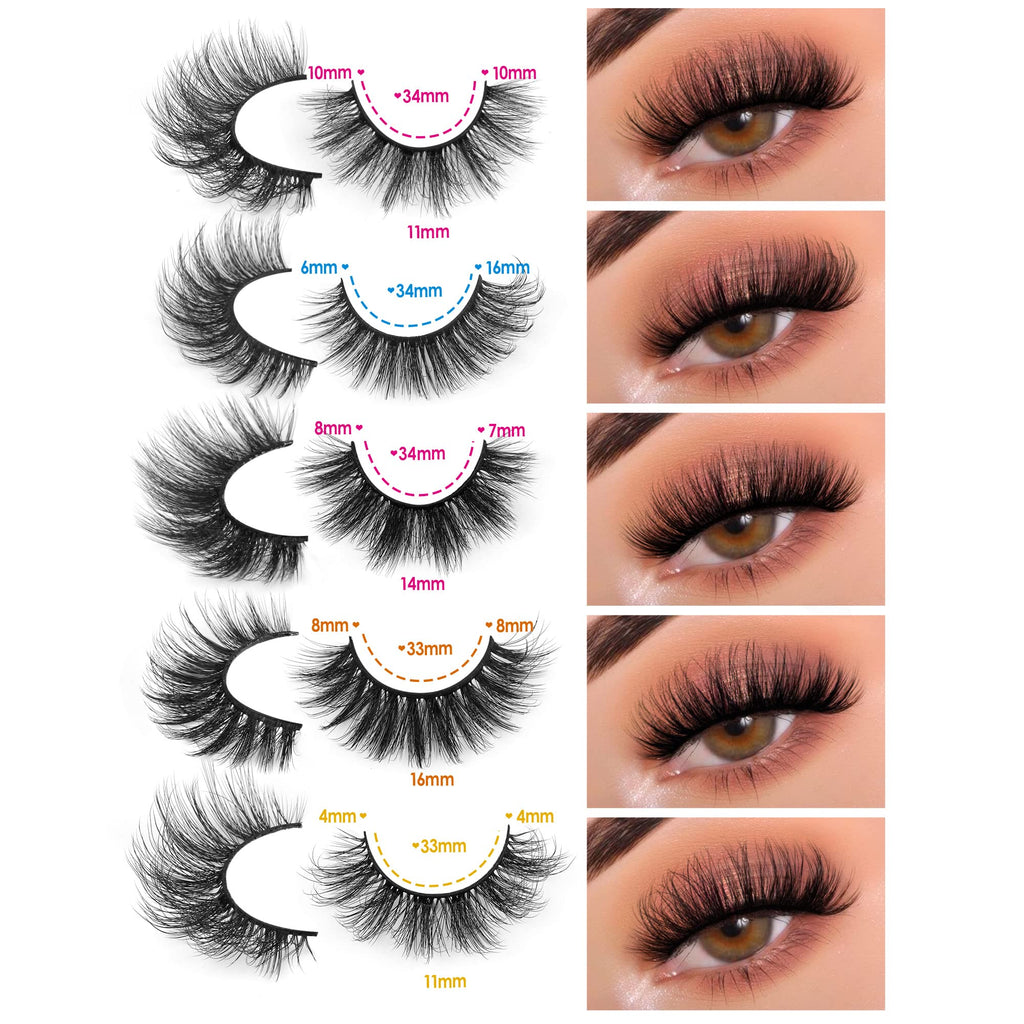 JIMIRE False Eyelashes – Natural Fluffy Wispy 5D 14–18mm (20 Pairs)