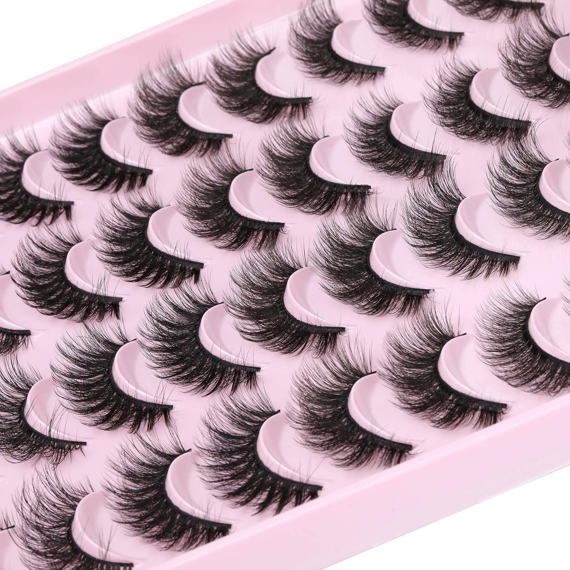 JIMIRE False Eyelashes – Natural Fluffy Wispy 5D 14–18mm (20 Pairs)