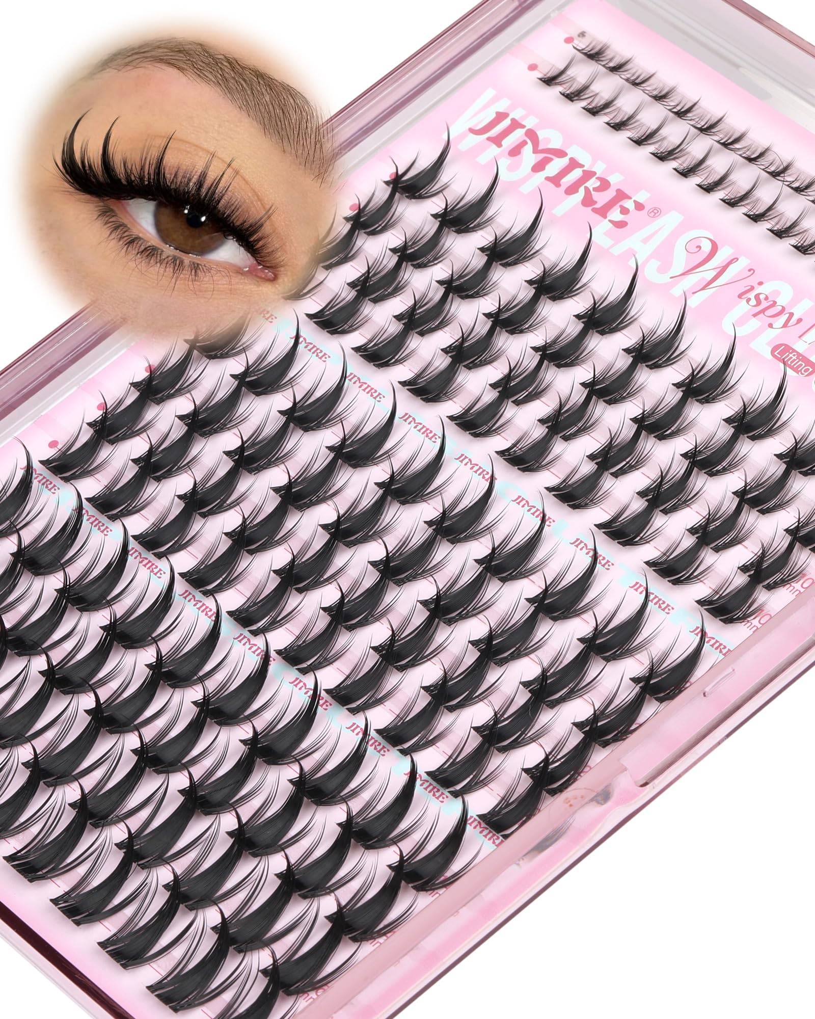 JIMIRE Manga Lash Clusters with Spikes – 160 Pcs, 10–16mm, Invisible Band