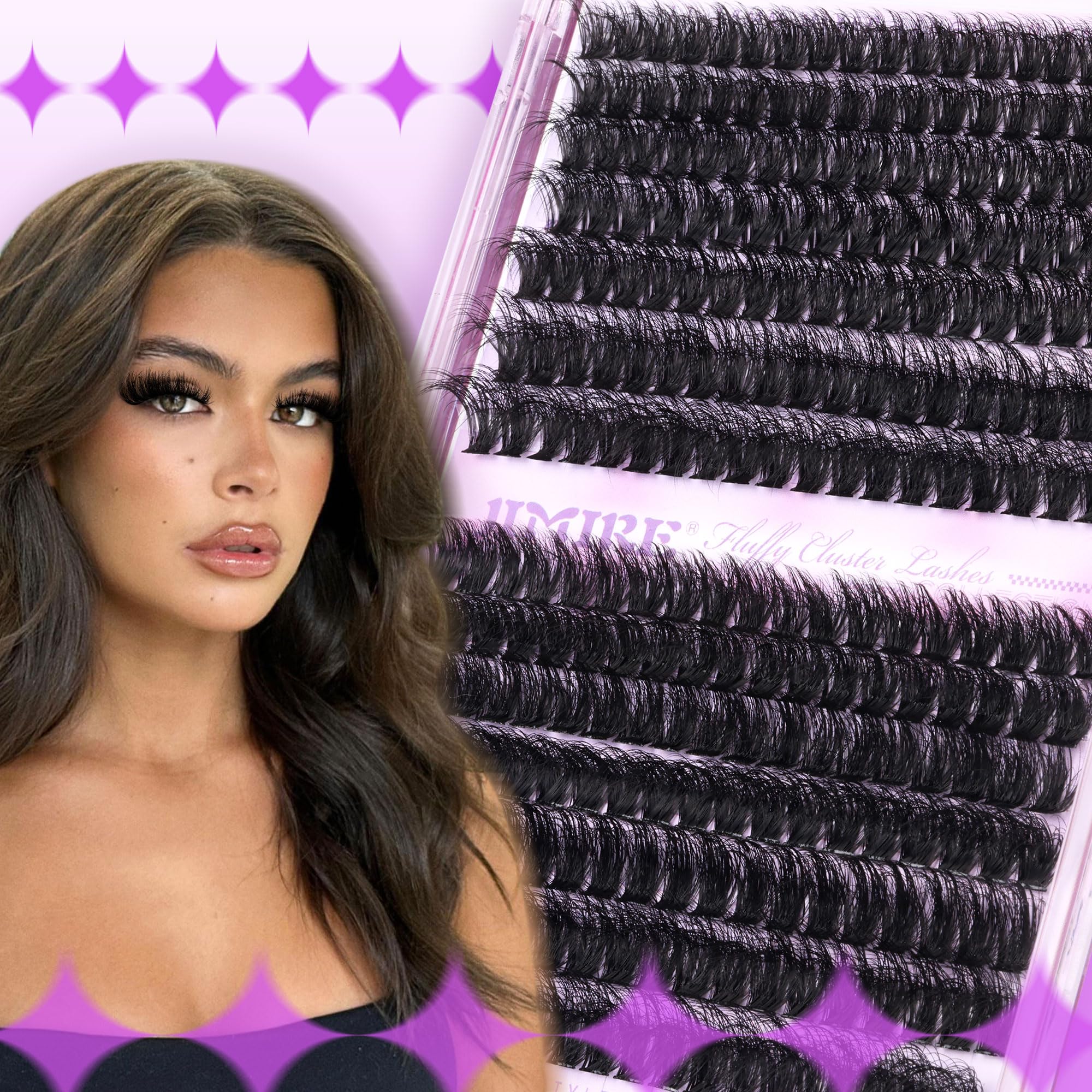 JIMIRE Lash Clusters Thick 100D+120D Volume Lashes 280Pcs | 11-18mm D Curl, DIY at Home