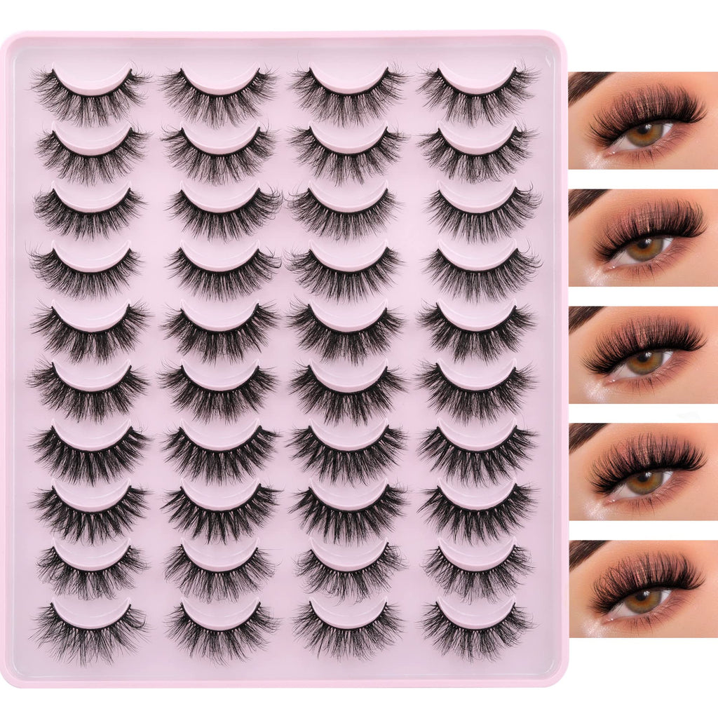 JIMIRE False Eyelashes – Natural Fluffy Wispy 5D 14–18mm (20 Pairs)